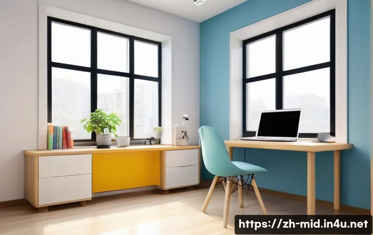 중학교 학습 동기 부여 - A modern, bright study room designed for a Chinese middle school student, featuring a clean and orga...