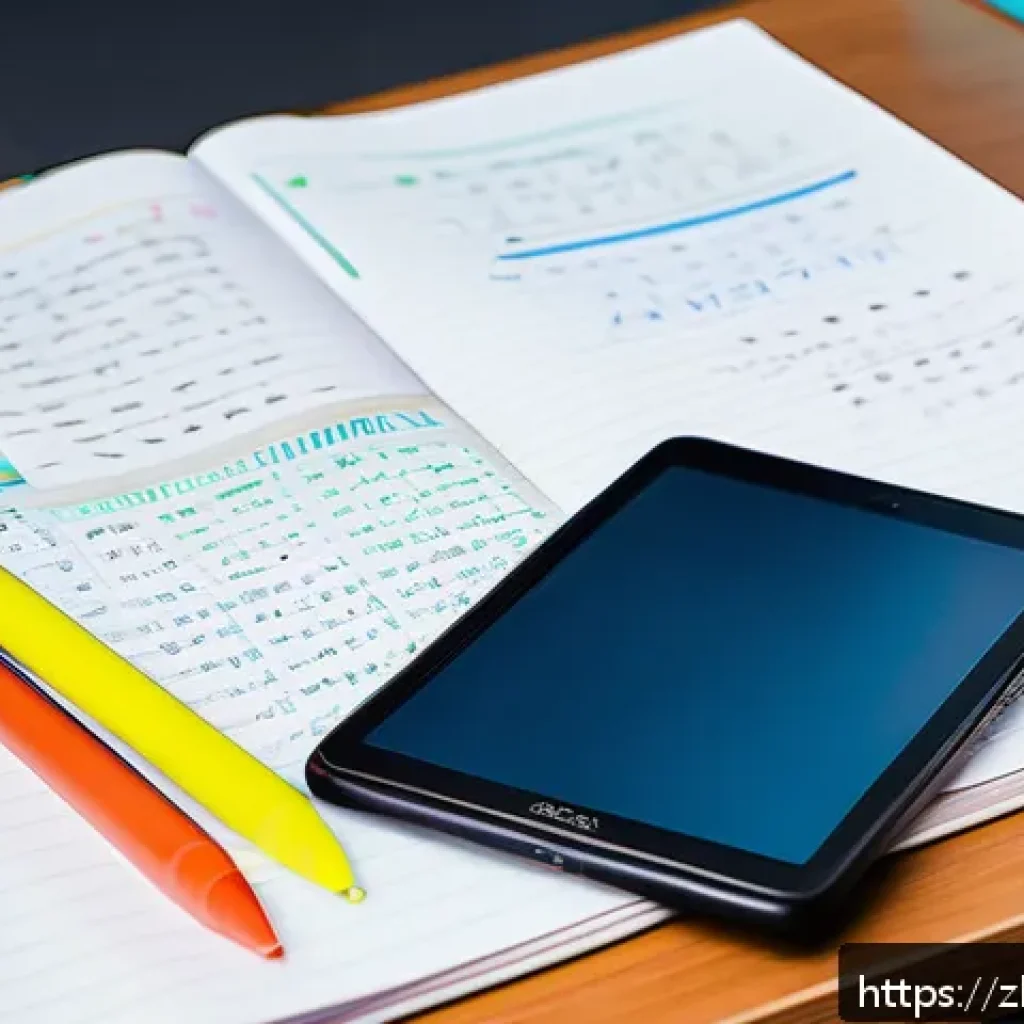중학교 수행평가 루브릭 - A modern Chinese middle school student’s study desk neatly organized with colorful pens, highlighter...