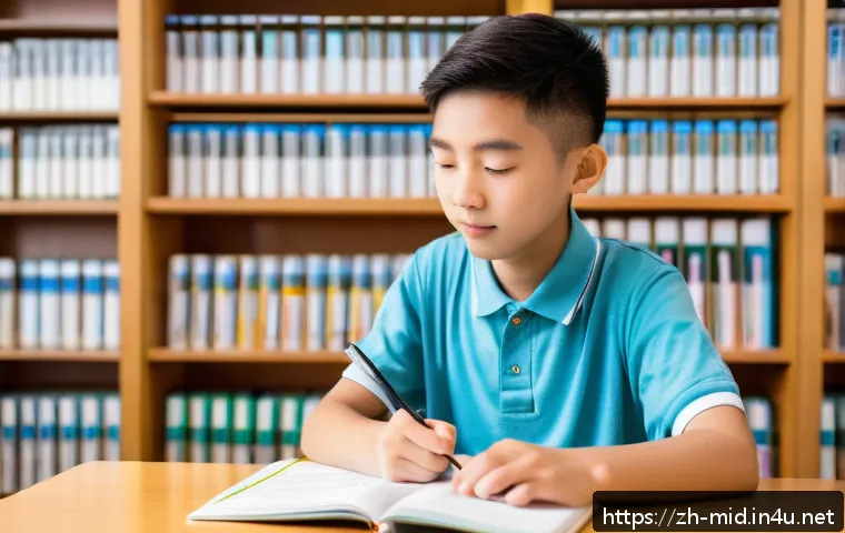 중학교 온라인 학습 도구 - A modern Chinese middle school student sitting at a tidy desk in a bright, quiet study room, using a...